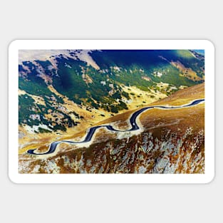 Transalpina road crossing the mountains Sticker